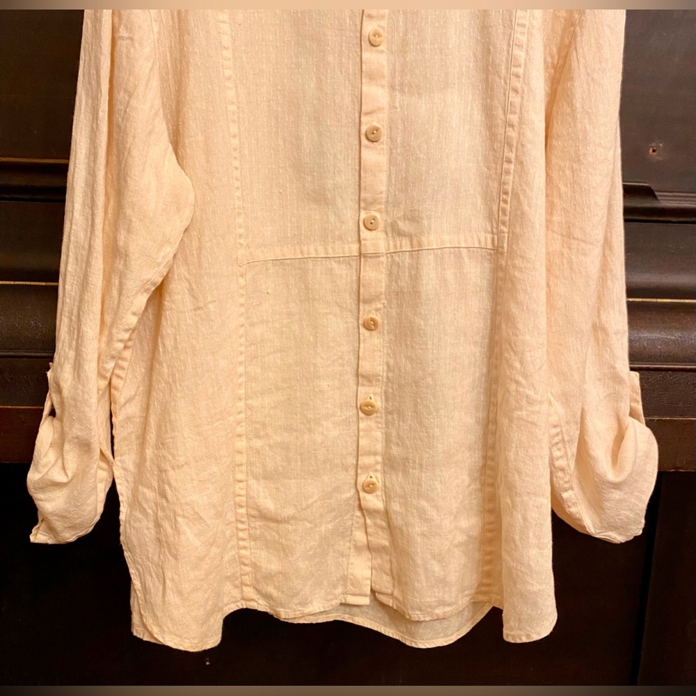 FLAX 100% Linen Pastel Peach Tunic / Top NWOT - Picture 3 of 6